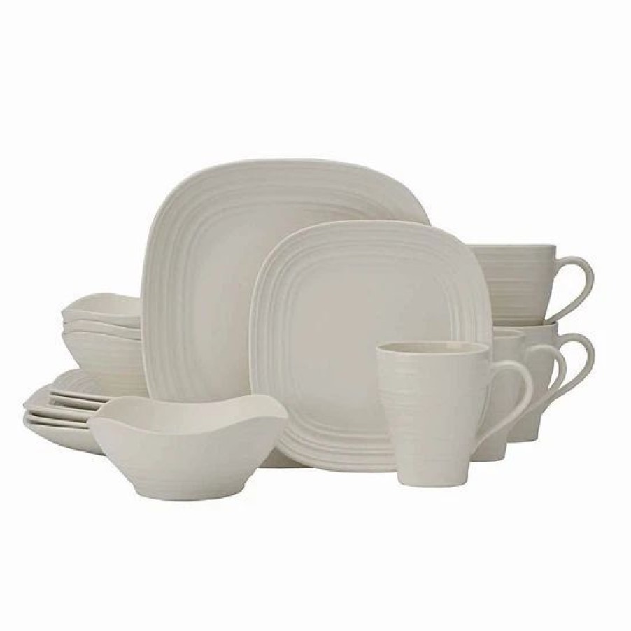 Kitchen & Dining * | Mikasa Swirl Square 16-Pc. Dinnerware Set