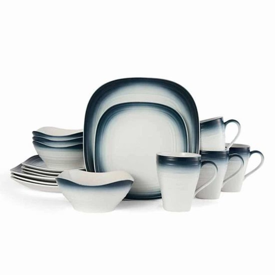 Kitchen & Dining * | Mikasa Swirl Square 16-Pc. Dinnerware Set