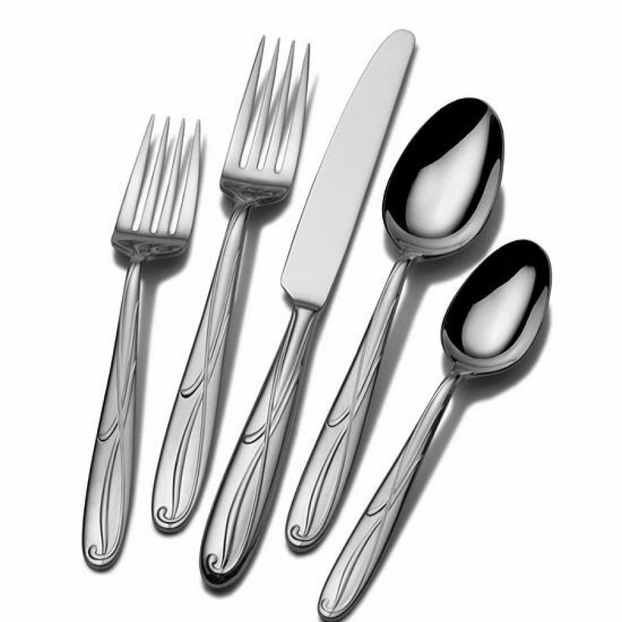 Kitchen & Dining * | Mikasa Cocoa Blossom 18/10 Stainless Steel 65-Pc. Flatware Set