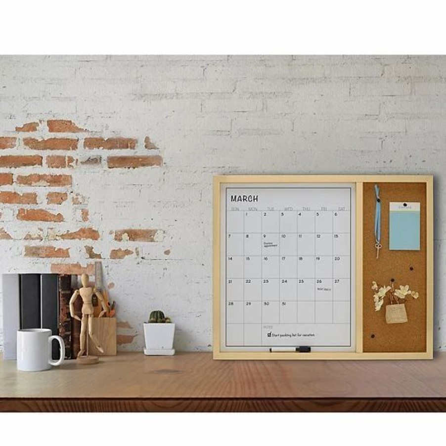 Home Decor * | Mikasa White Board Calendar With Cork Board