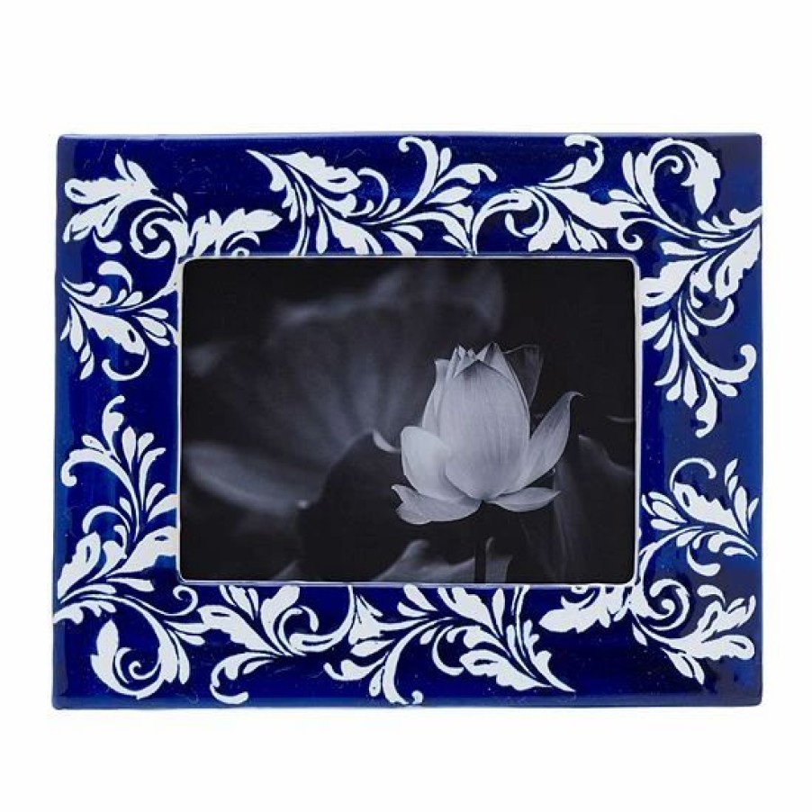 Home Decor * | Mikasa Blue White Vines Ceramic 5 X 7 Frame