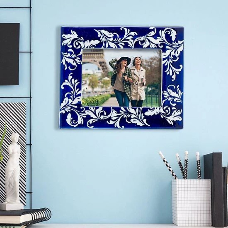 Home Decor * | Mikasa Blue White Vines Ceramic 5 X 7 Frame