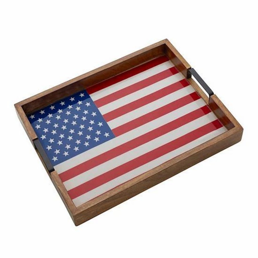 Kitchen & Dining * | Mikasa Rectangle Flag Lazy Susan Serving Tray