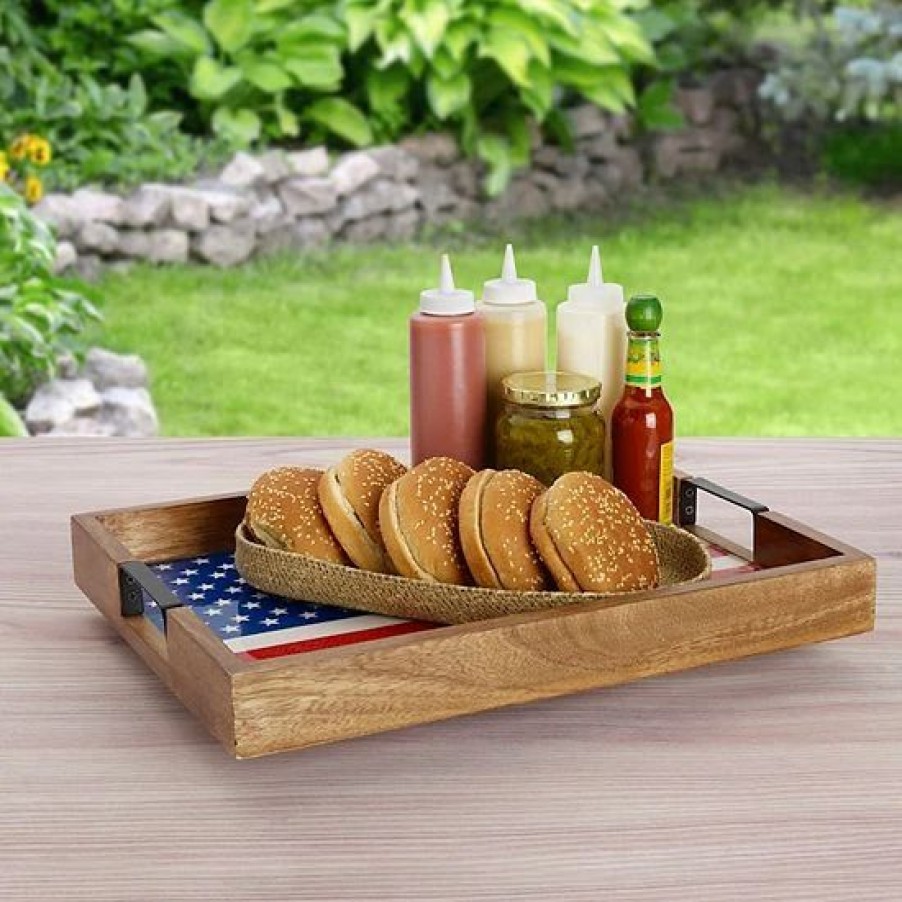 Kitchen & Dining * | Mikasa Rectangle Flag Lazy Susan Serving Tray