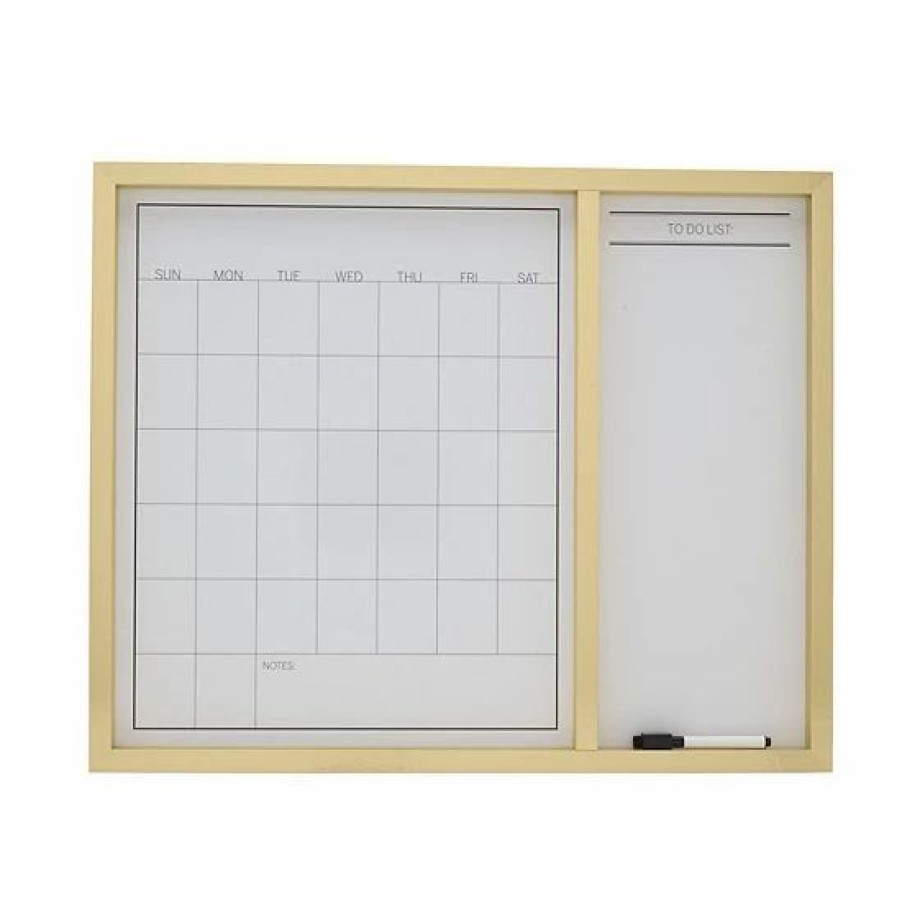 Home Decor * | Mikasa Metallic Gold Border White Board Calendar