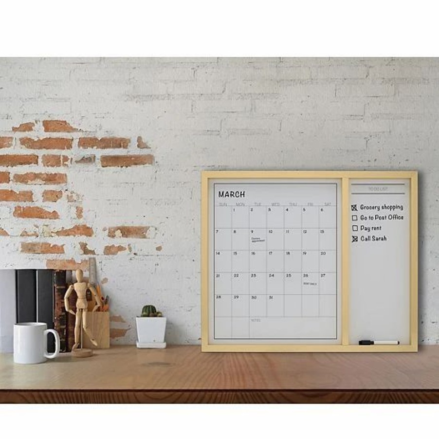 Home Decor * | Mikasa Metallic Gold Border White Board Calendar