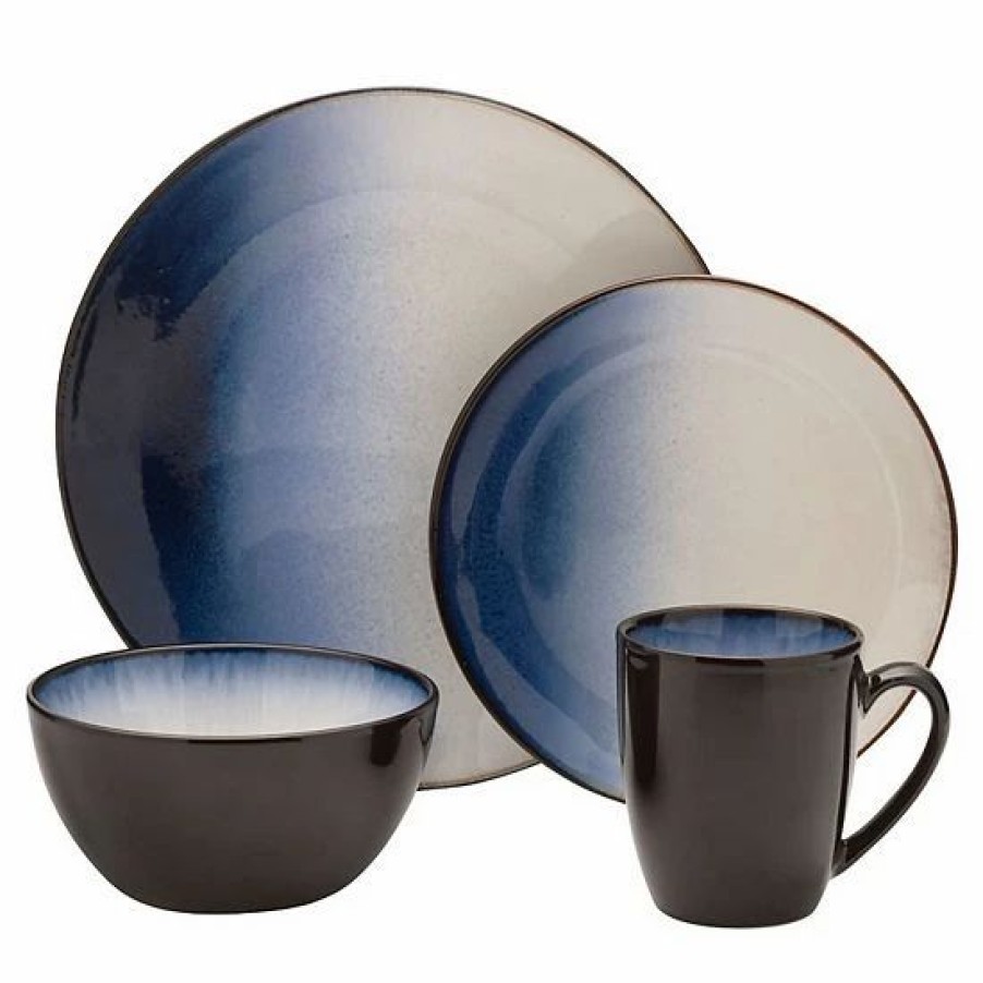 Kitchen & Dining * | Mikasa Gourmet Basics Asher Blue 16-Pc. Dinnerware Set