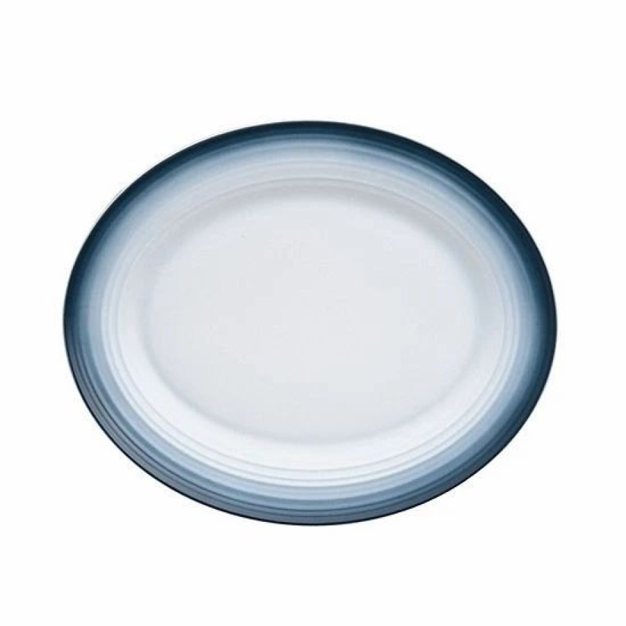 Kitchen & Dining * | Mikasa Swirl Ombre Oval Serving Platter Blue