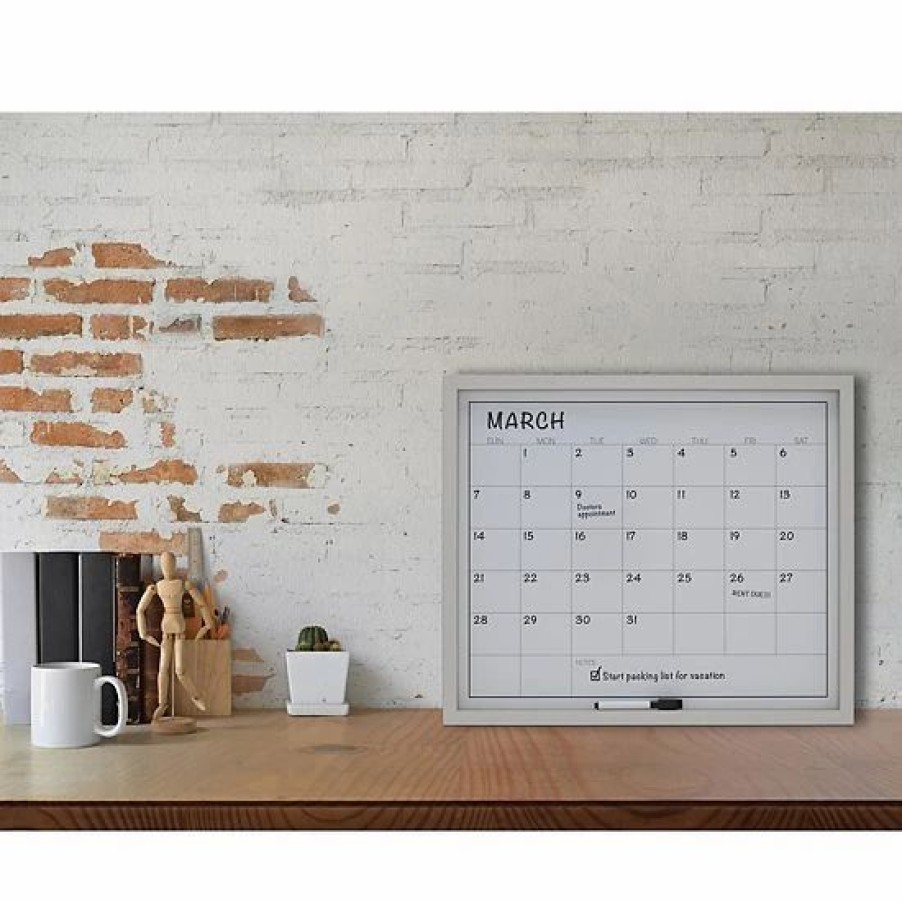 Home Decor * | Mikasa White Board Dry Erase Calendar Wall Decor & Marker 2-Piece Set