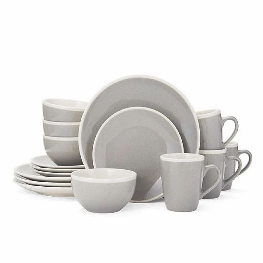 Kitchen & Dining * | Gourmet Basics By Mikasa 16-Piece Melanie Gray Dinnerware Set